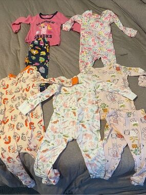 Carter's Mixed Pastel and Bright Kids Pajama Set - Pink, Navy, White, Orange